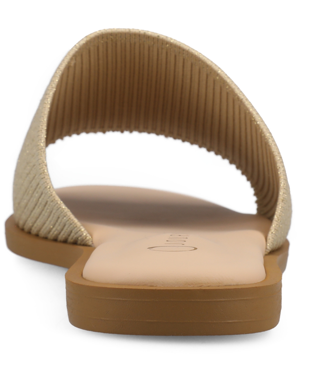 Journee Collection Women's Prisilla Single Band Slide Flat Sandals In Champagne