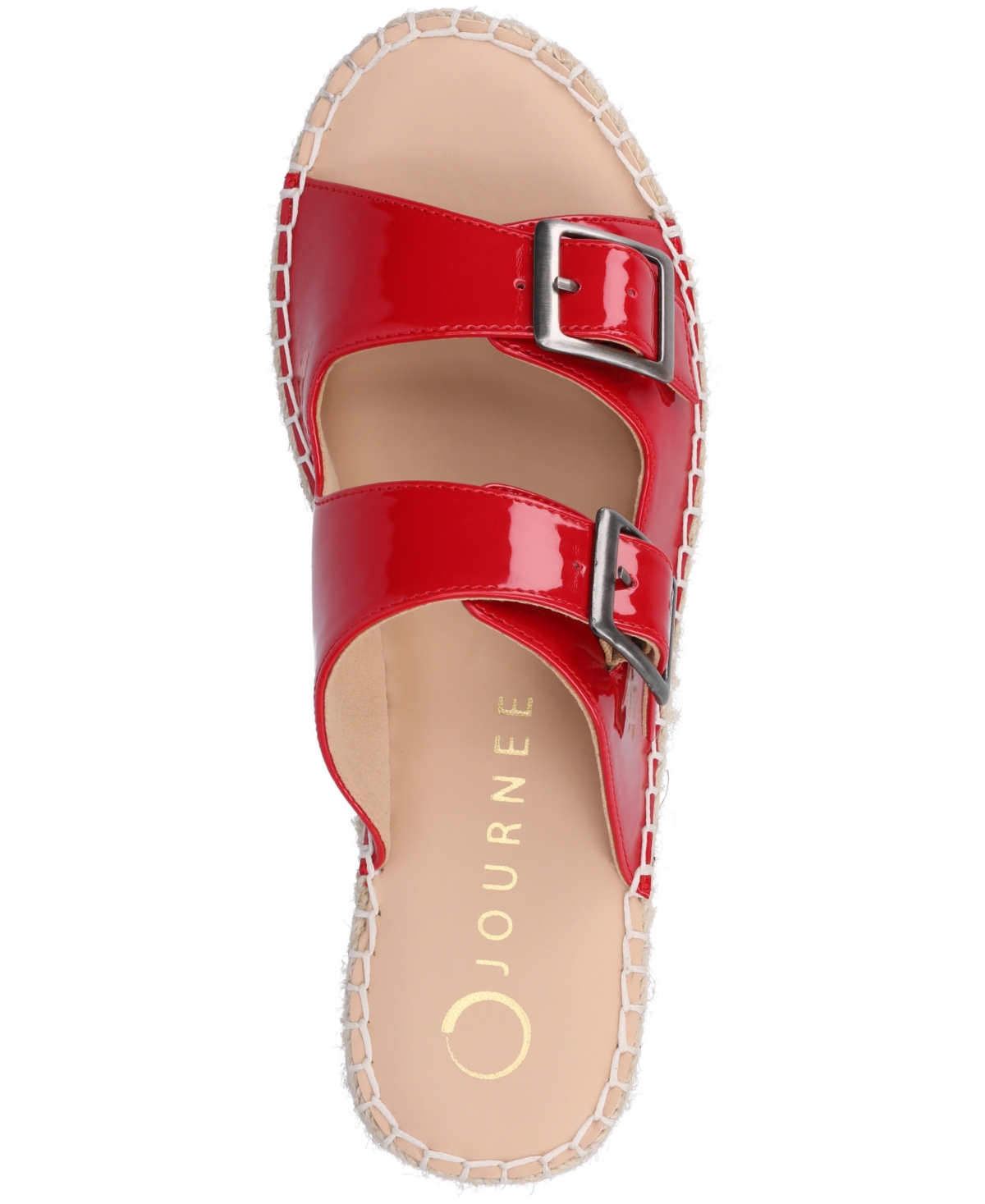 Journee Collection Women's Tresah Double Strap Espadrille Sandals In Red Patent