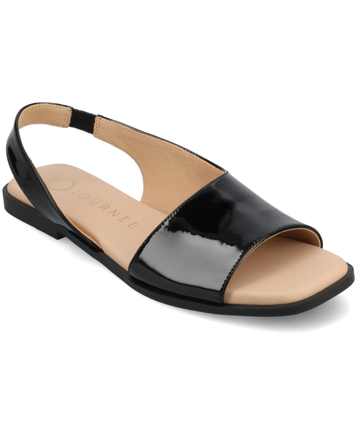 Journee Collection Brinsley Slingback Sandal In Black Patent