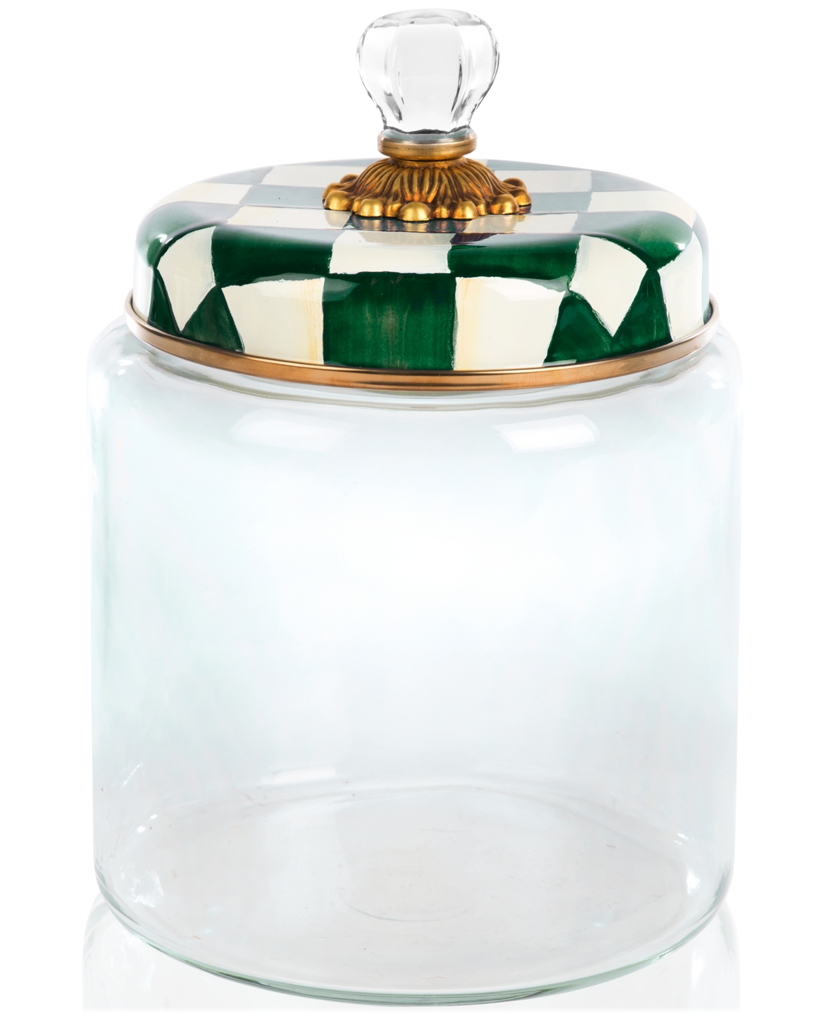 Mackenzie-childs Emerald Check Large Kitchen Canister