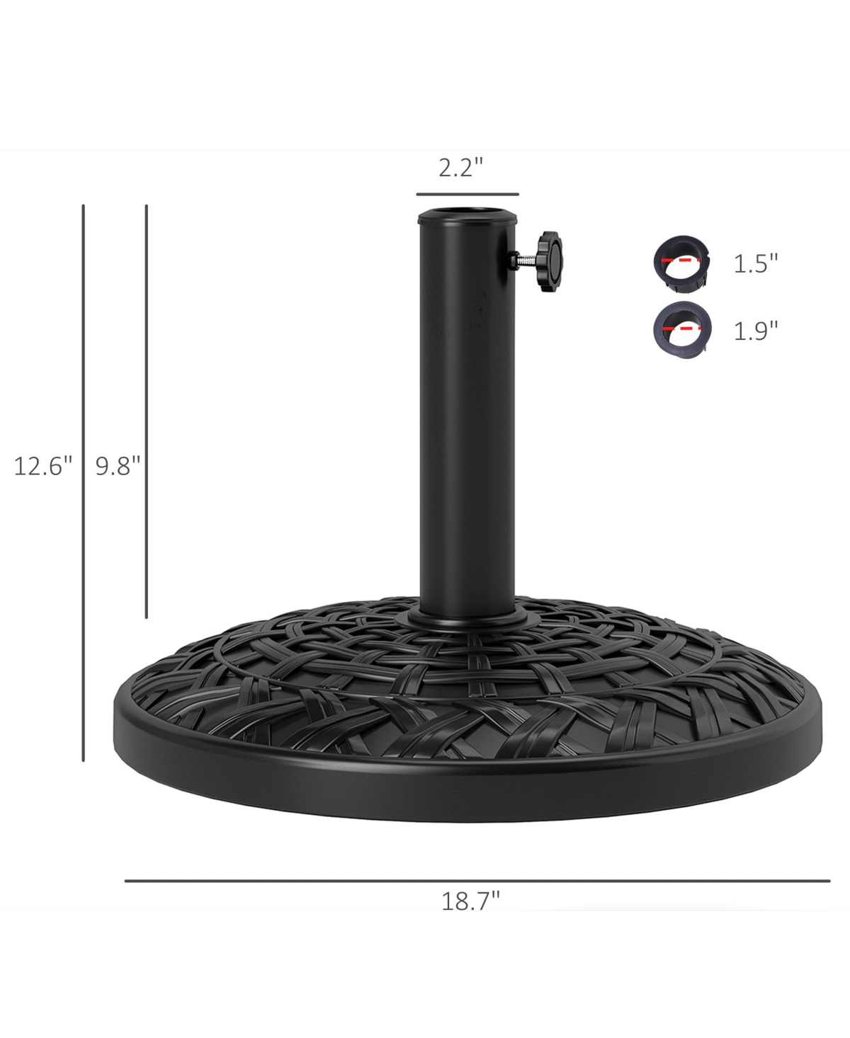19" Patio Umbrella Base 26 lbs Umbrella Sd for 1.5"/1.9" - Bronze