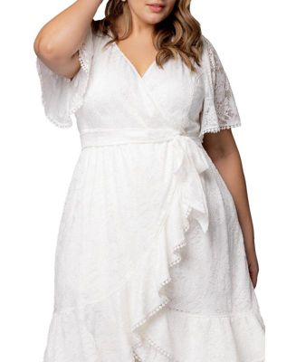 Plus Size Palermo Lace Faux Wrap Cocktail Dress