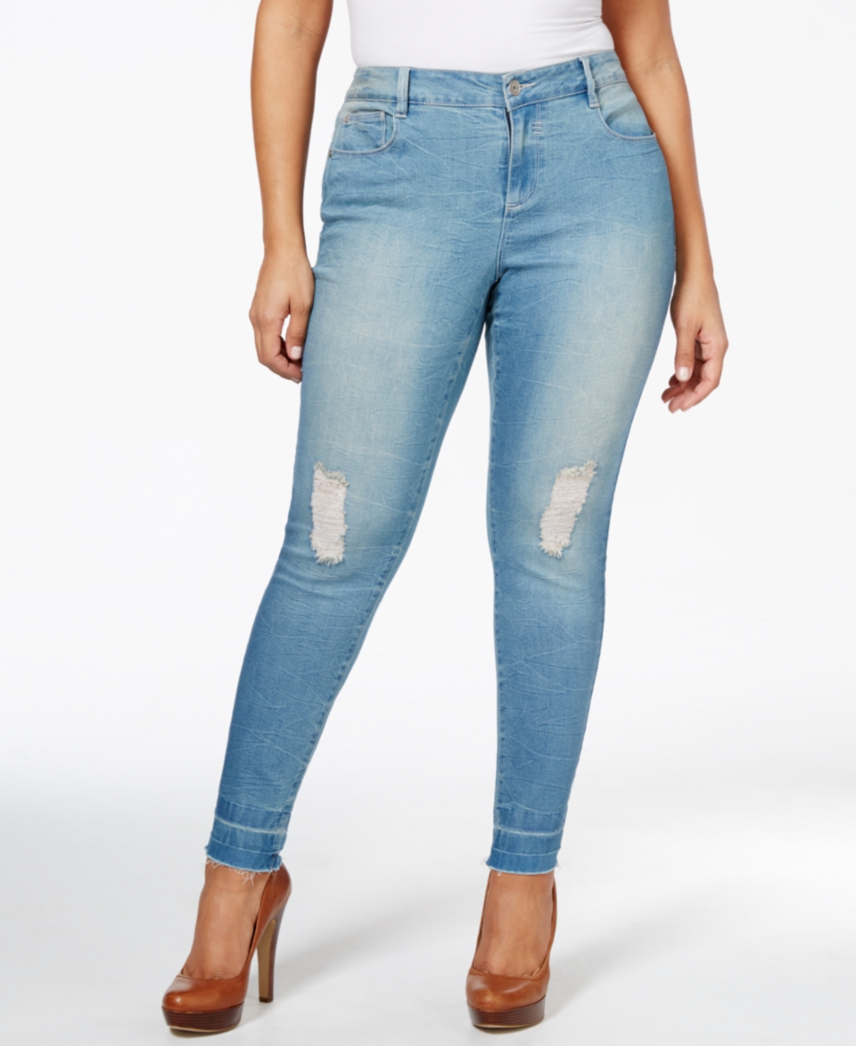 Rocks & Indigo Plus Size Ripped Tanaka Wash Skinny Jeans   Jeans