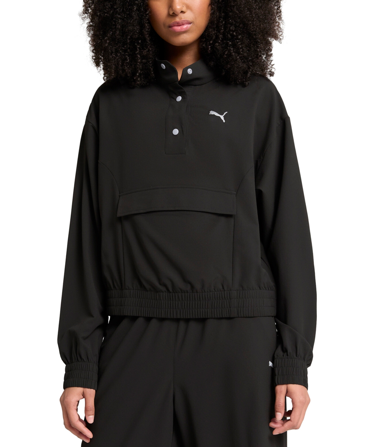 Puma Women's Essential Ripstop Snap-placket Jacket In  Black