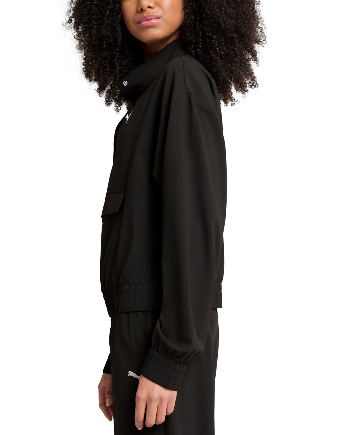 Puma Women's Essential Ripstop Snap-placket Jacket In  Black