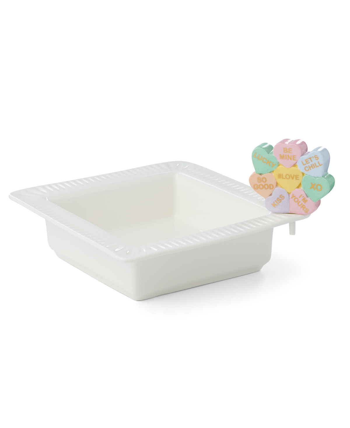 Profile Poppers Square Bowl Heart Candy Set - White