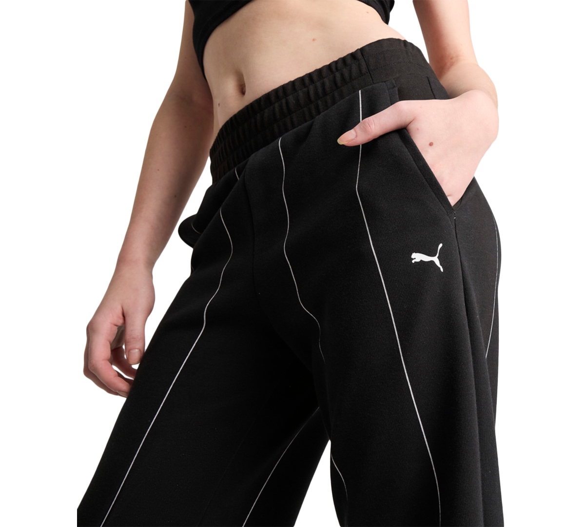 Puma Women's Ferrari Racing Contrast-piping Track Pants In  Black
