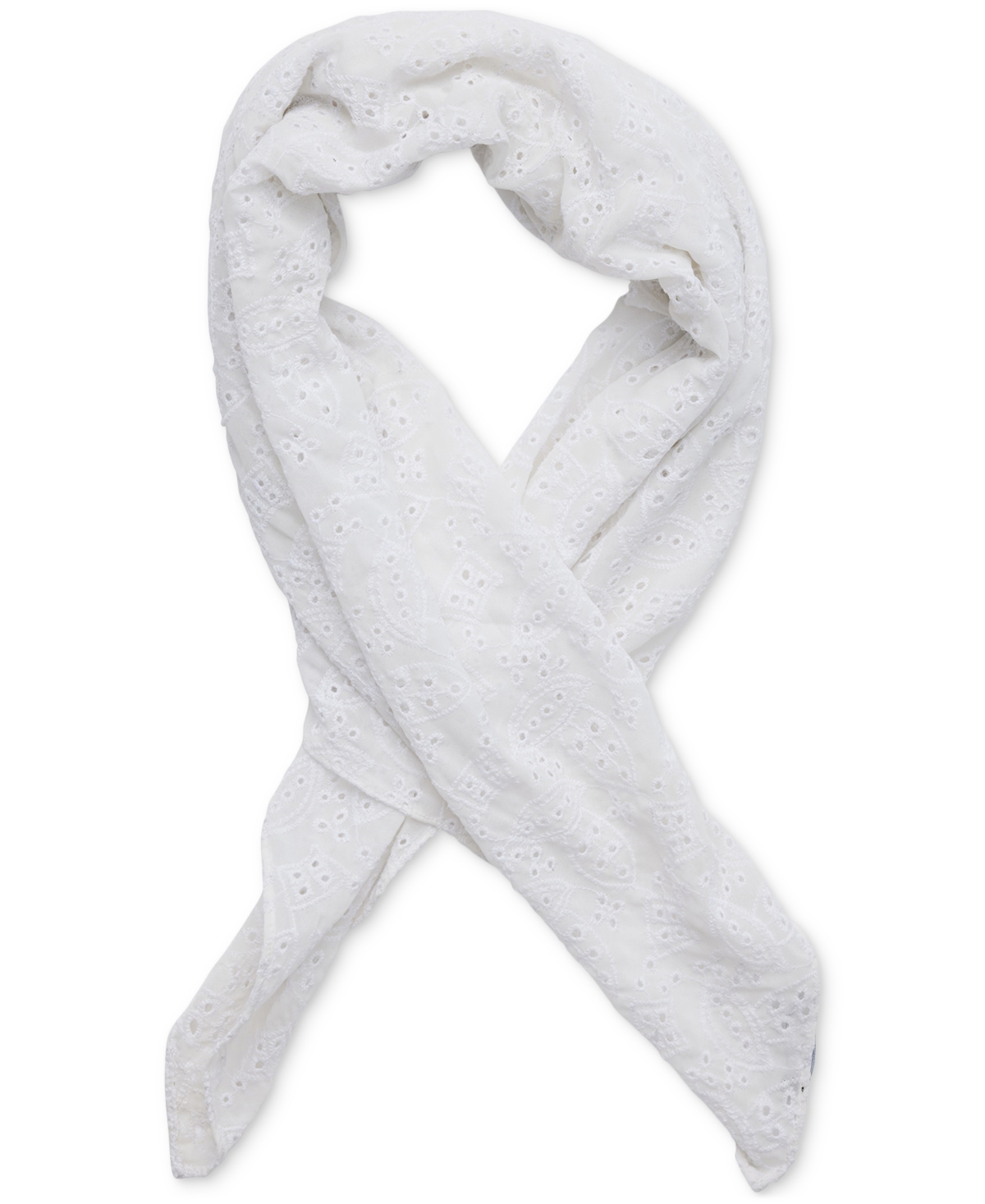 Steve Madden Eyelet Paisley Elegance Square Scarf In Antique White