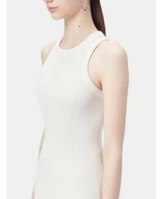 Women's 100% Ribbed Cotton Silk Cashmere Blend Tank Top