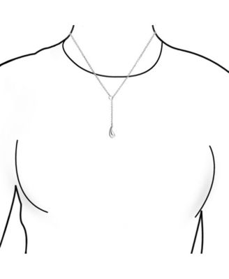 Trendy Teardrop Pear Shape Lariat Pendant Y Necklace Polished .925 Sterling
