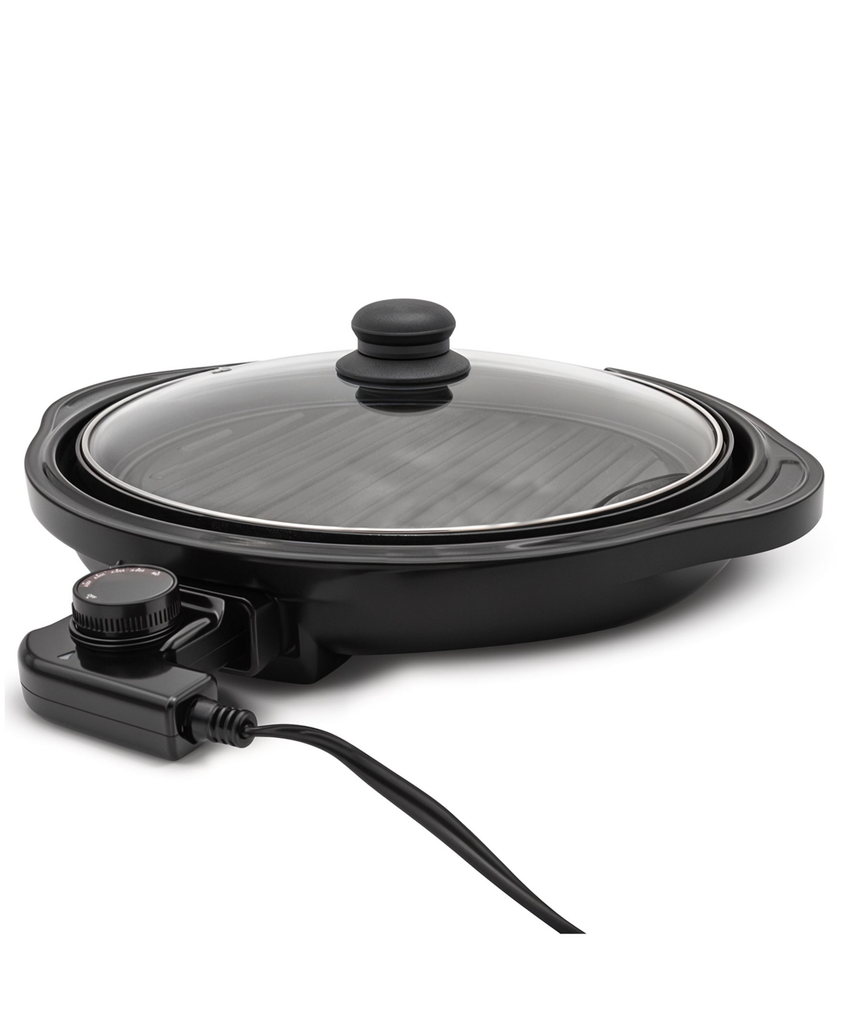 Elite Cuisine 11" Electric Indoor Grill With Tempered Glass Lid In Black