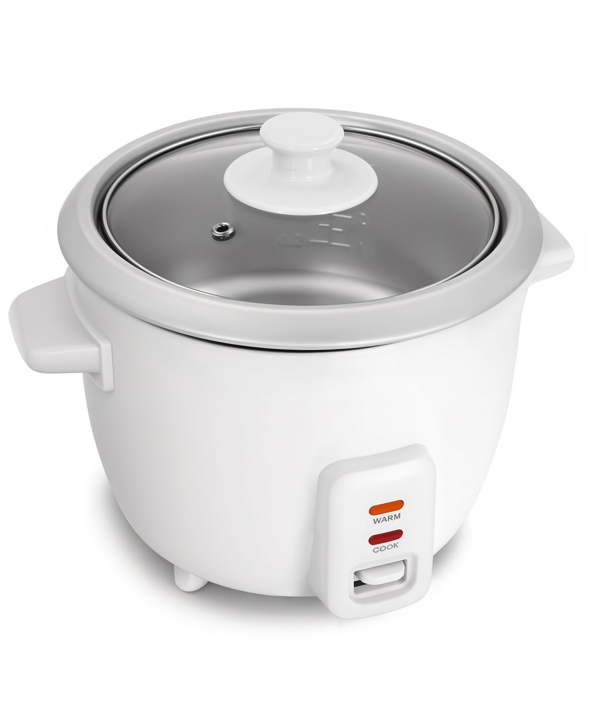 Elite Cuisine 6 Cup Rice Cooker With Glass Lid In White