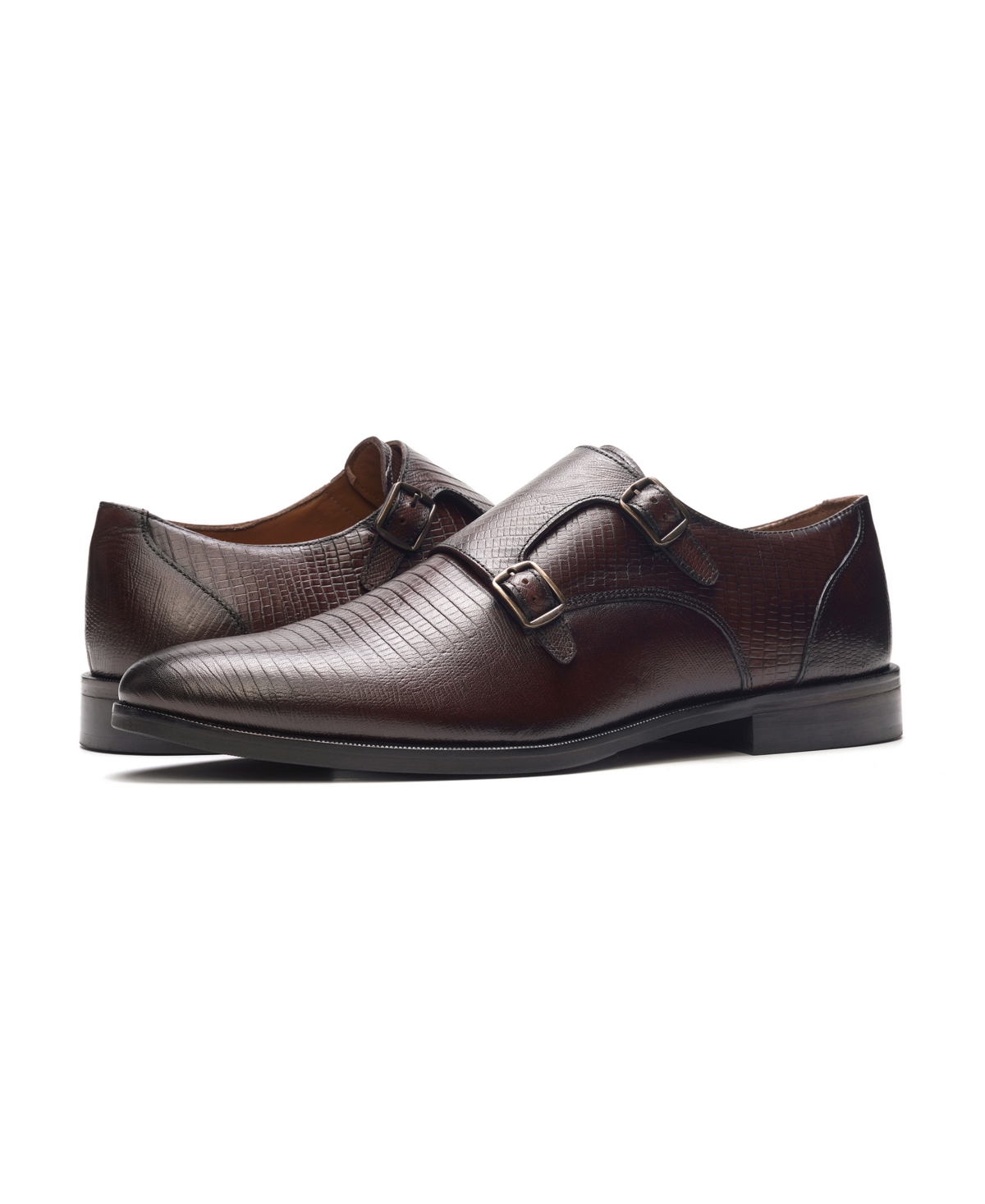 Carlos By Carlos Santana Men's Jack Double Monk Strap Dress Shoe In Brown Leather