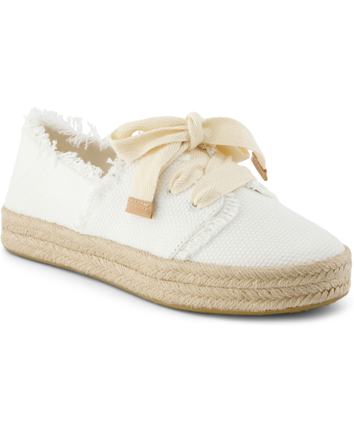 Shop Toms Women's Carolina Lace-up Espadrille Sneakers In White Beachside Woven,fray