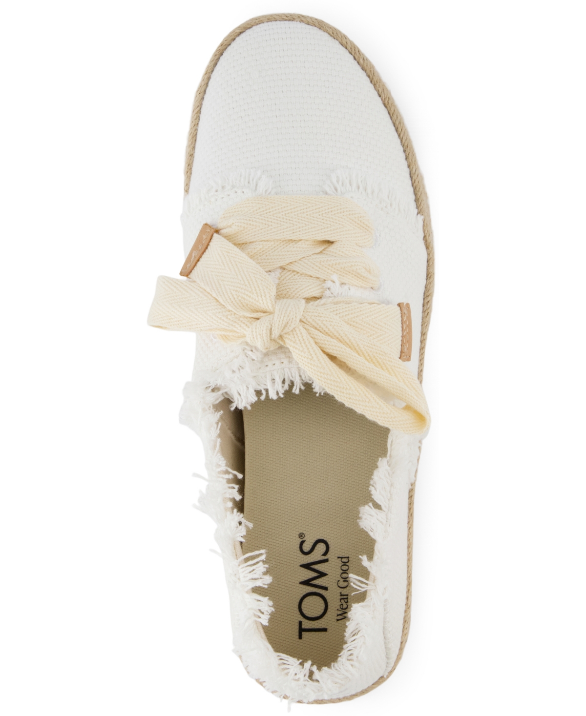 Shop Toms Women's Carolina Lace-up Espadrille Sneakers In White Beachside Woven,fray