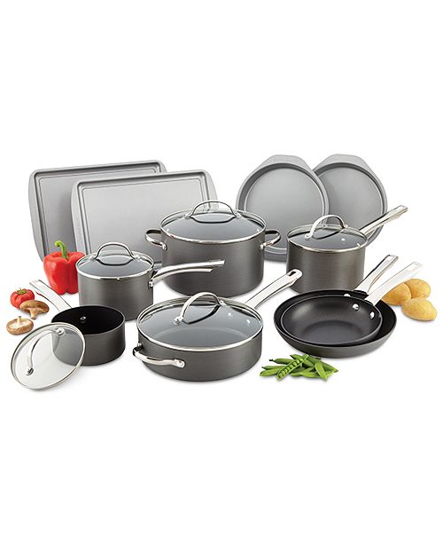 Farberware Hard Anodized Nonstick 20Pc. Cookware Set Cookware Sets Macy's