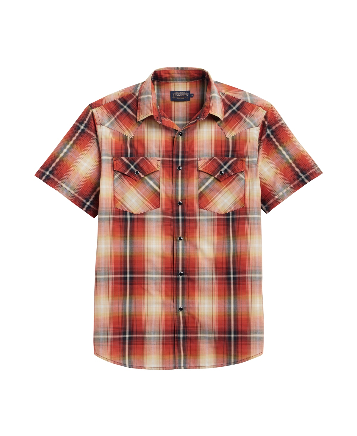 Men's Short Sleeve Frontier Shirt - Brick, Black plaid