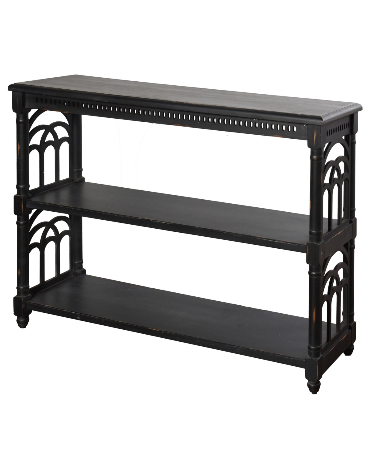 Stylecraft Home Collection 14" Wood Three Tier Console Table In Distressed Black