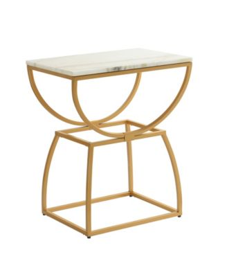 16" Marble Norman Wyatt Home Loren Elliptical Side Table