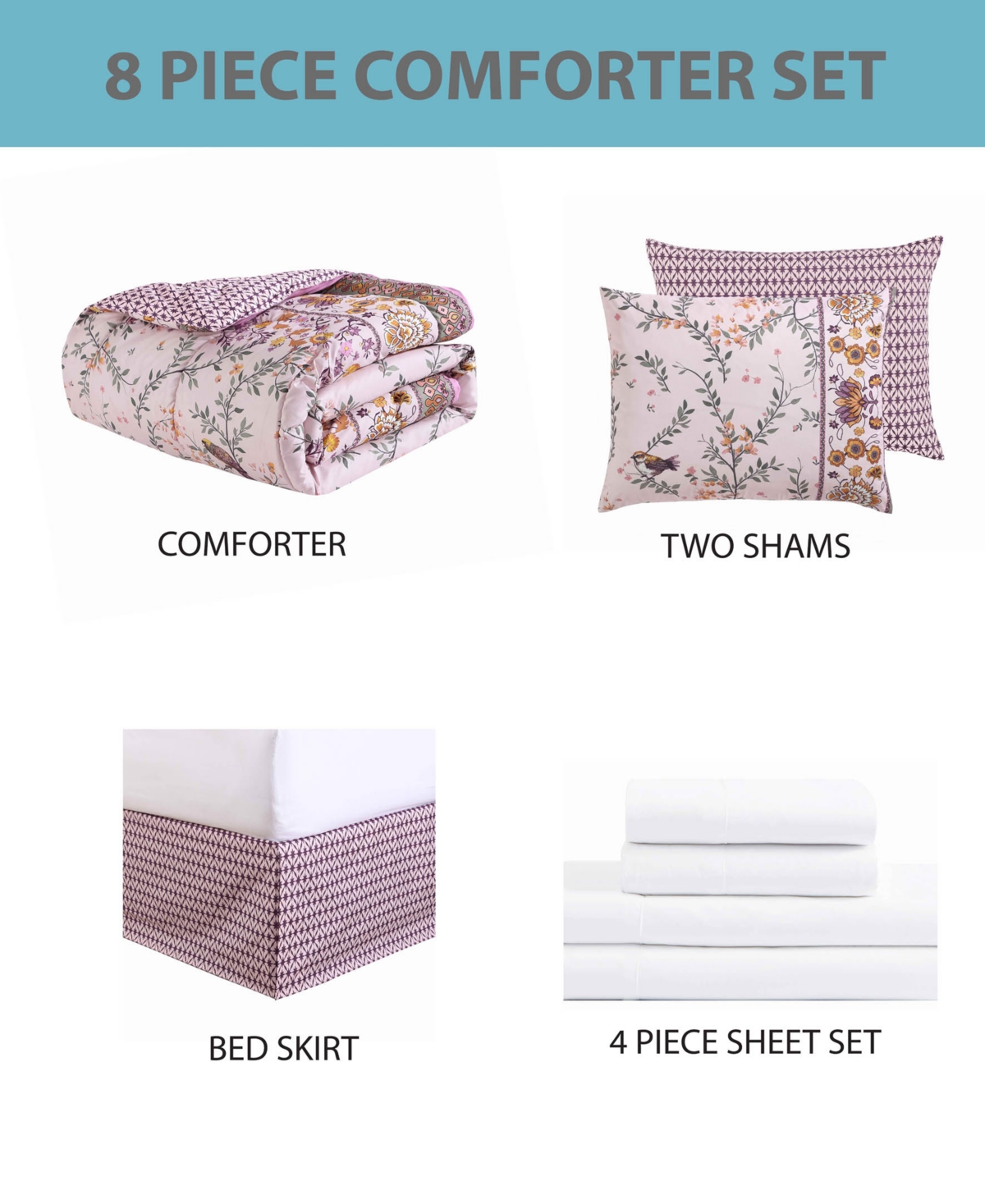 Hallmart Collectibles Triliana 8-pc. Comforter Sets, Exclusively At Macy's In Yellow,pink