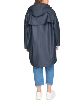 Plus Size Raglan-Sleeve Hooded Rain Jacket