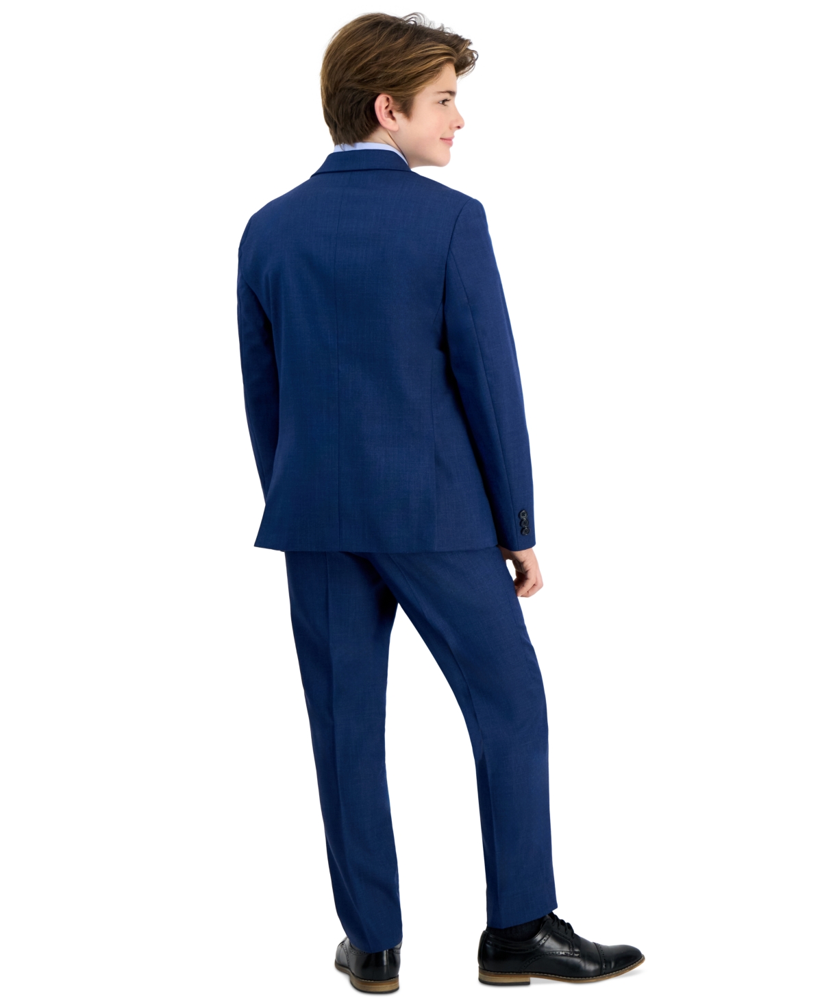 B By Brooks Brothers Navy Sharkskin Suit Jacket, Big Boys In Navy