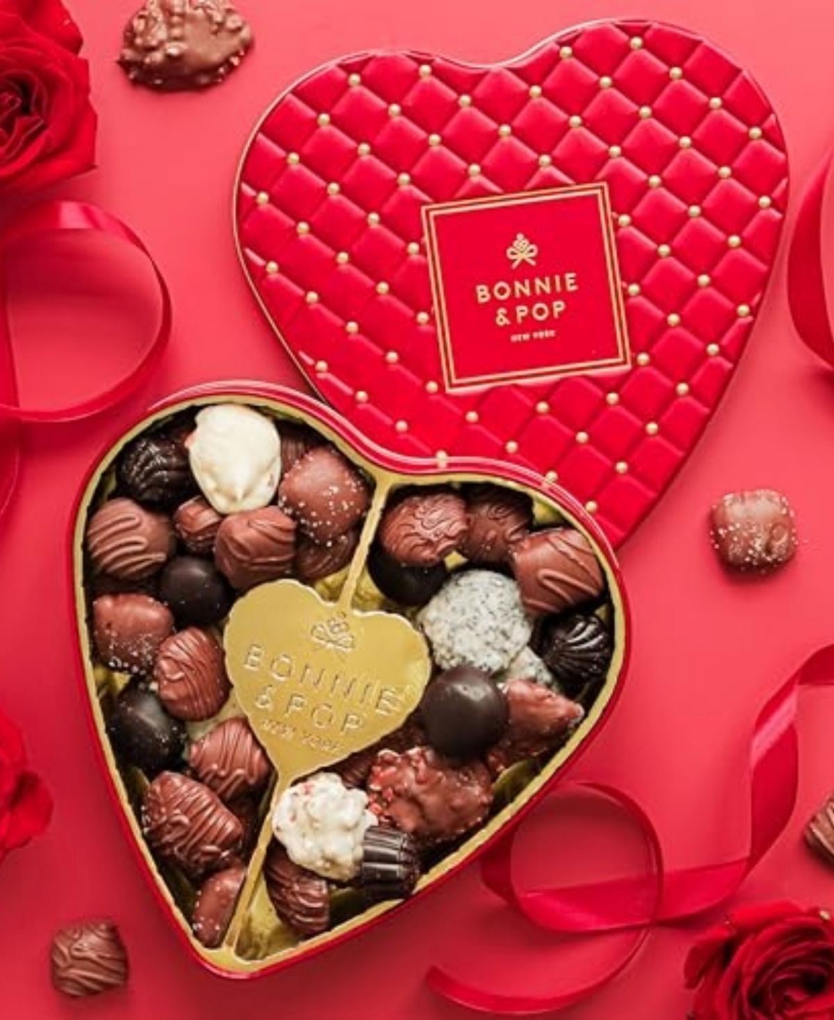 Bonnie & Pop Chocolate Truffle Gift Tin, Heart, 2 Lbs
