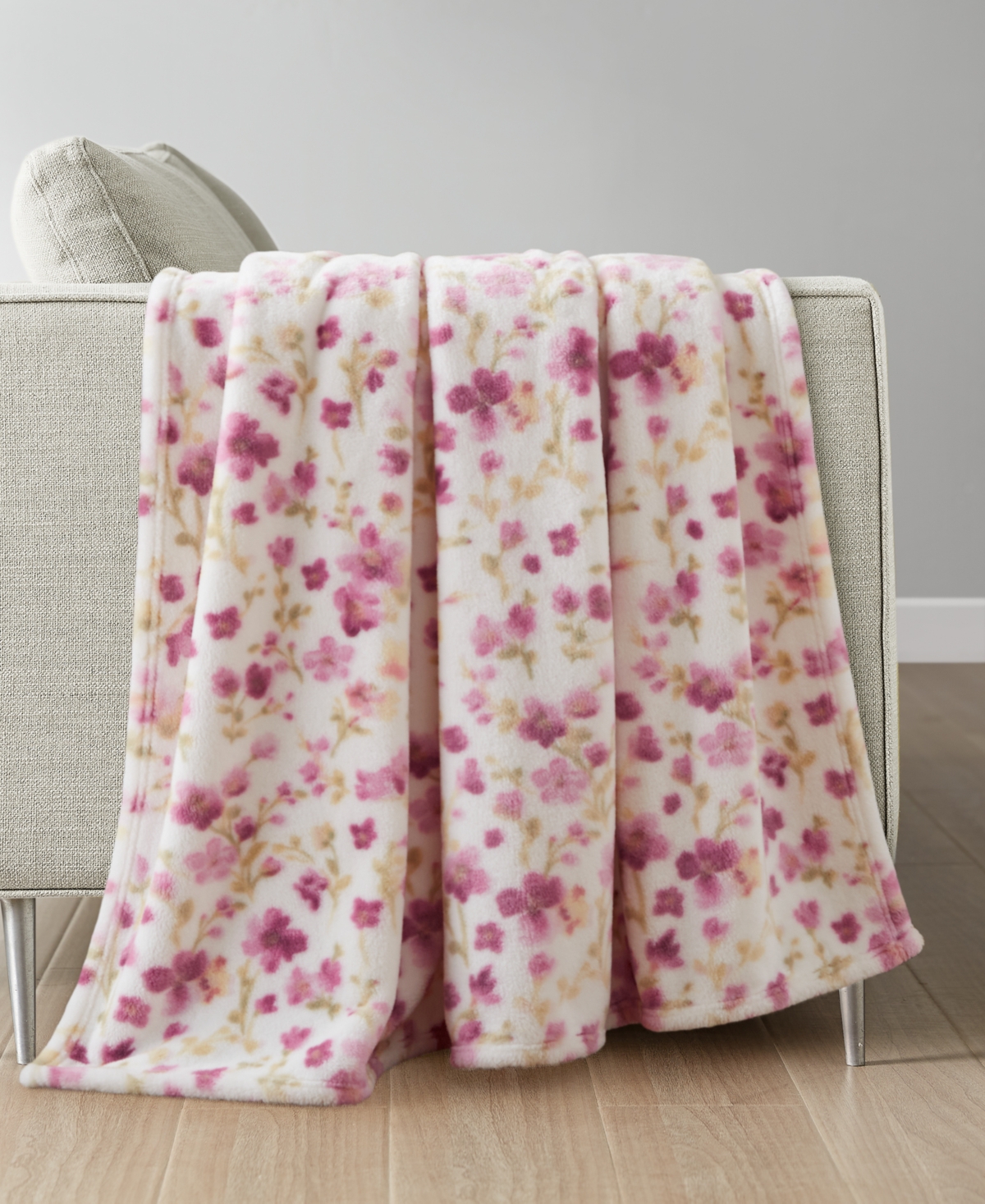Premier Comfort Cozy Plush Printed Throw, 50" X 70", Exclusively At Macy's In Pink Floral