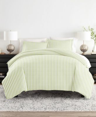 Distressed Striped Pattern 3 Piece Duvet Cover Set, Full/Queen