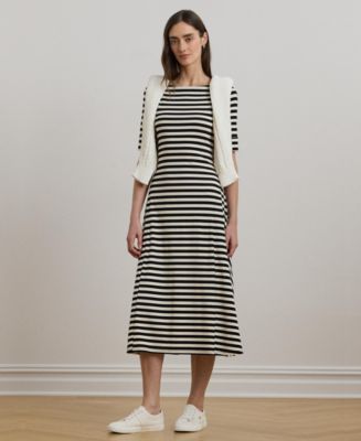 ralph lauren stretch cotton midi dress Lauren Women's Striped Size:Custom Size - Free! Connected Apparel Vestido MISSGUIDED Ribbed Knit Long inspired stripes and cut