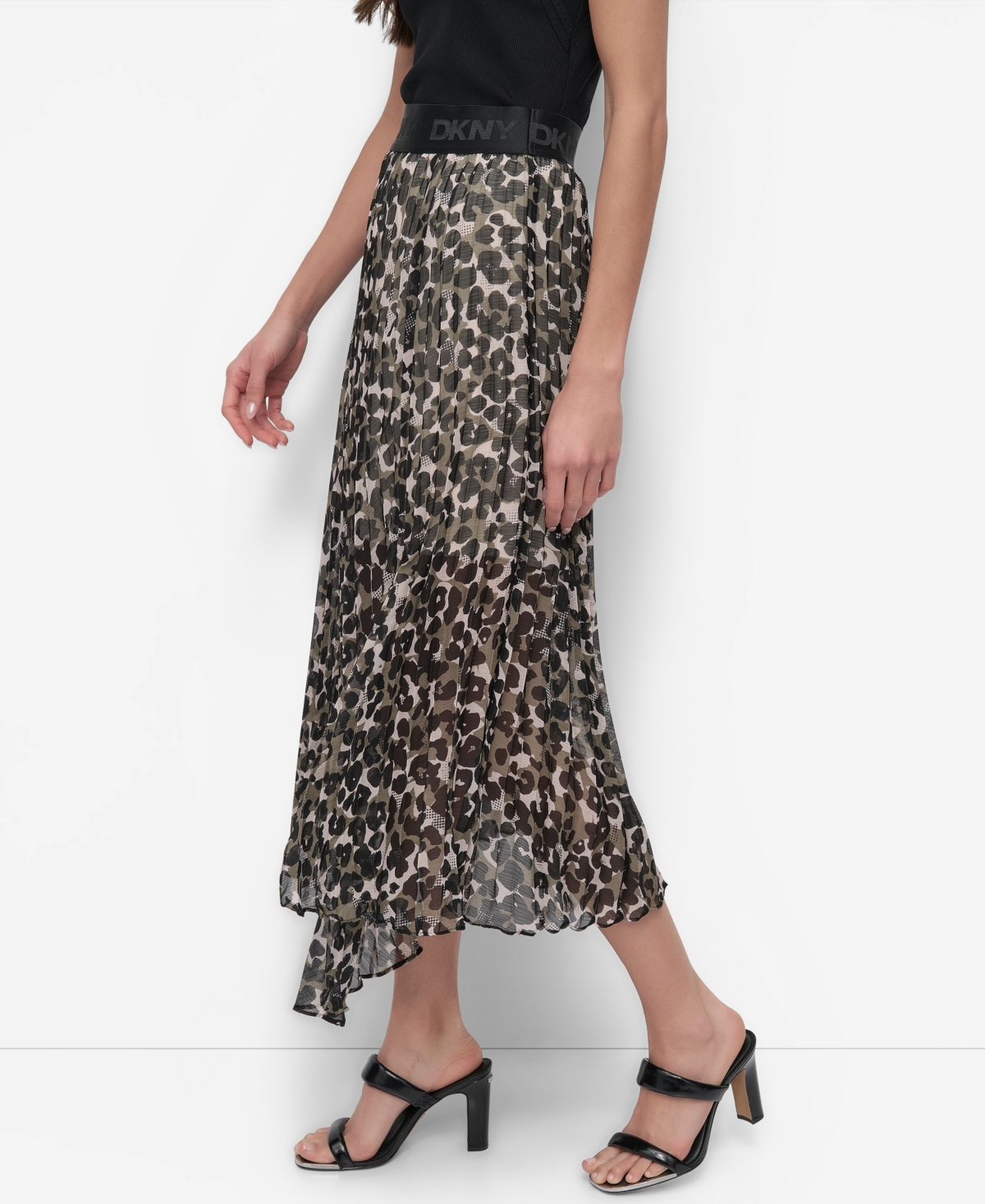 Dkny Women's Printed Chiffon Midi Skirt In Sprn Anml Utl Grn