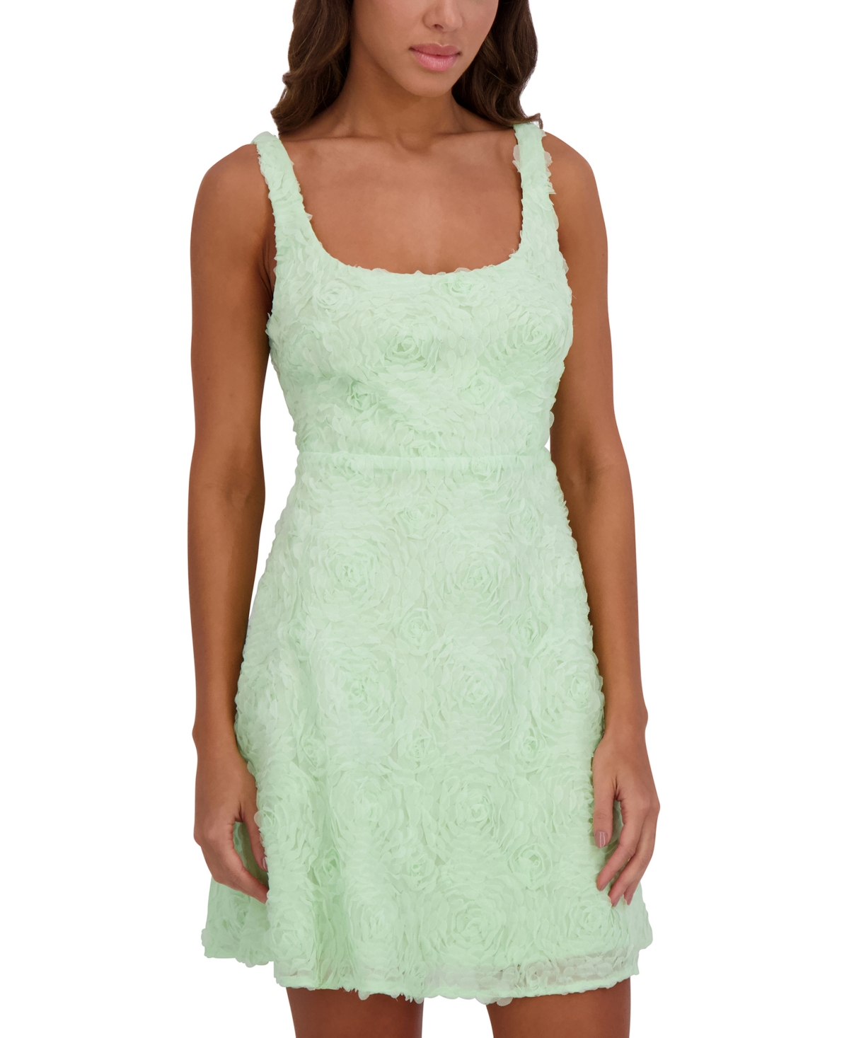 KENSIE WOMEN'S SOUTACHE SQUARE-NECK A-LINE MINI DRESS 