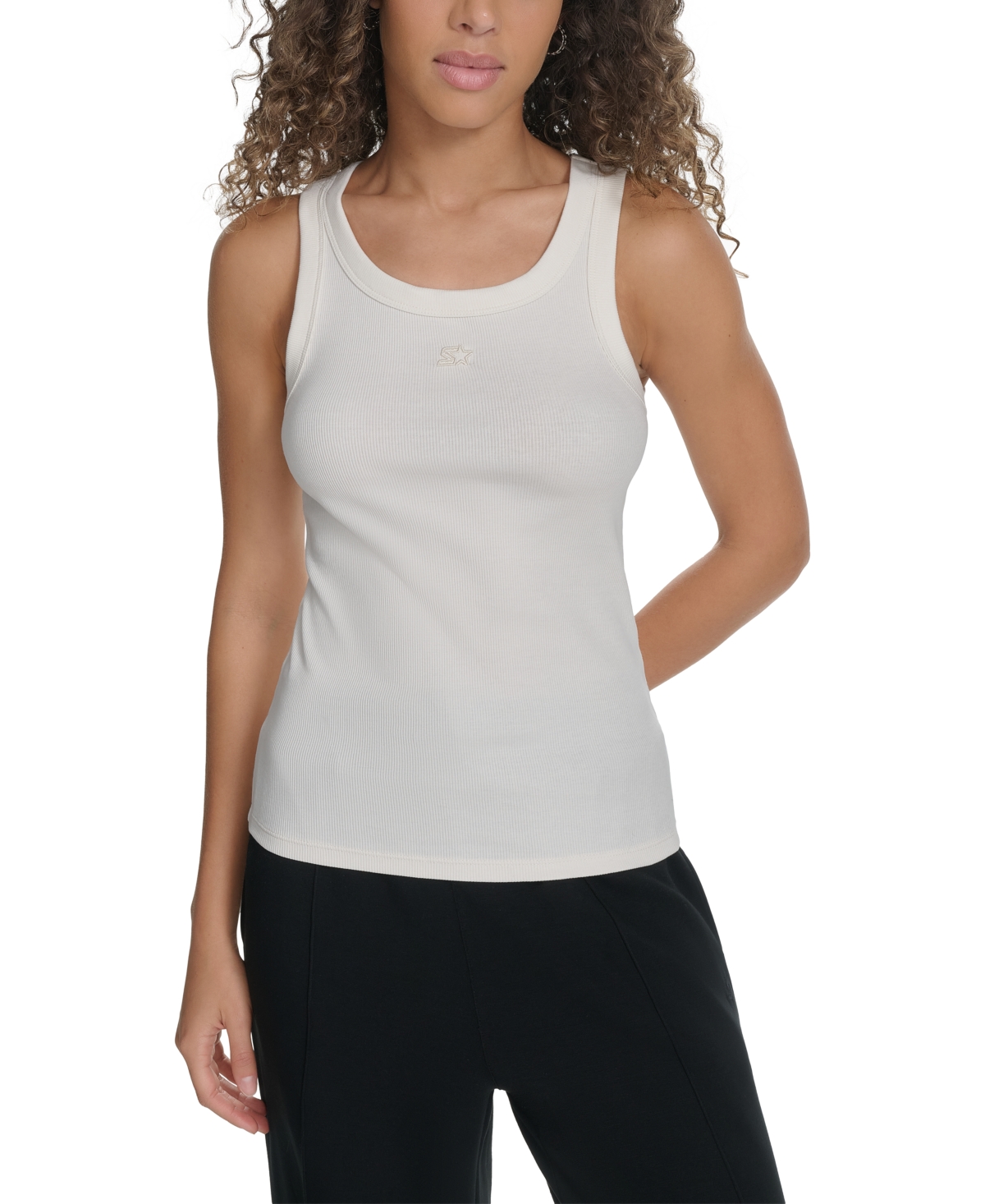 Women's Cotton-Blend Ribbed Racerback Tank Top - Heather