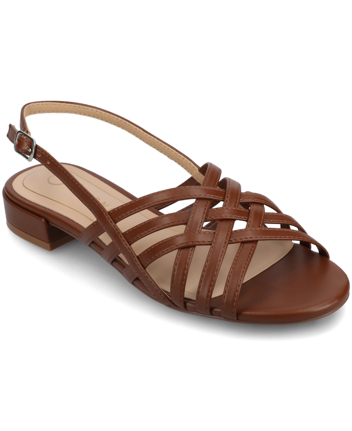 Shop Journee Collection Women's Cassandra Woven Slingback Flat Sandals In Brown