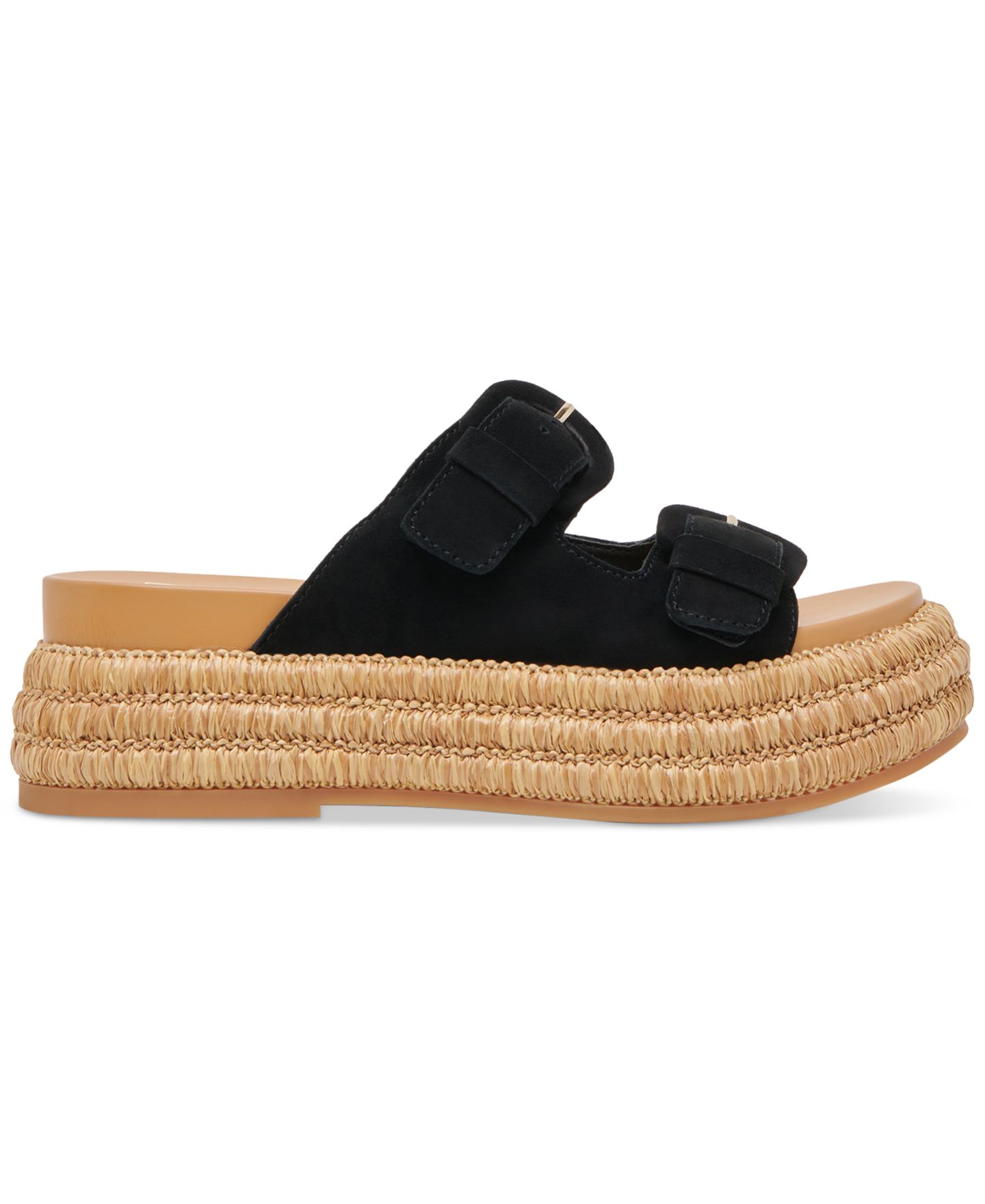 Женские сандалии Dolce Vita Witny Double-Buckle Raffia Platform Footbed, цвет: Оникс замшевый — фото 2