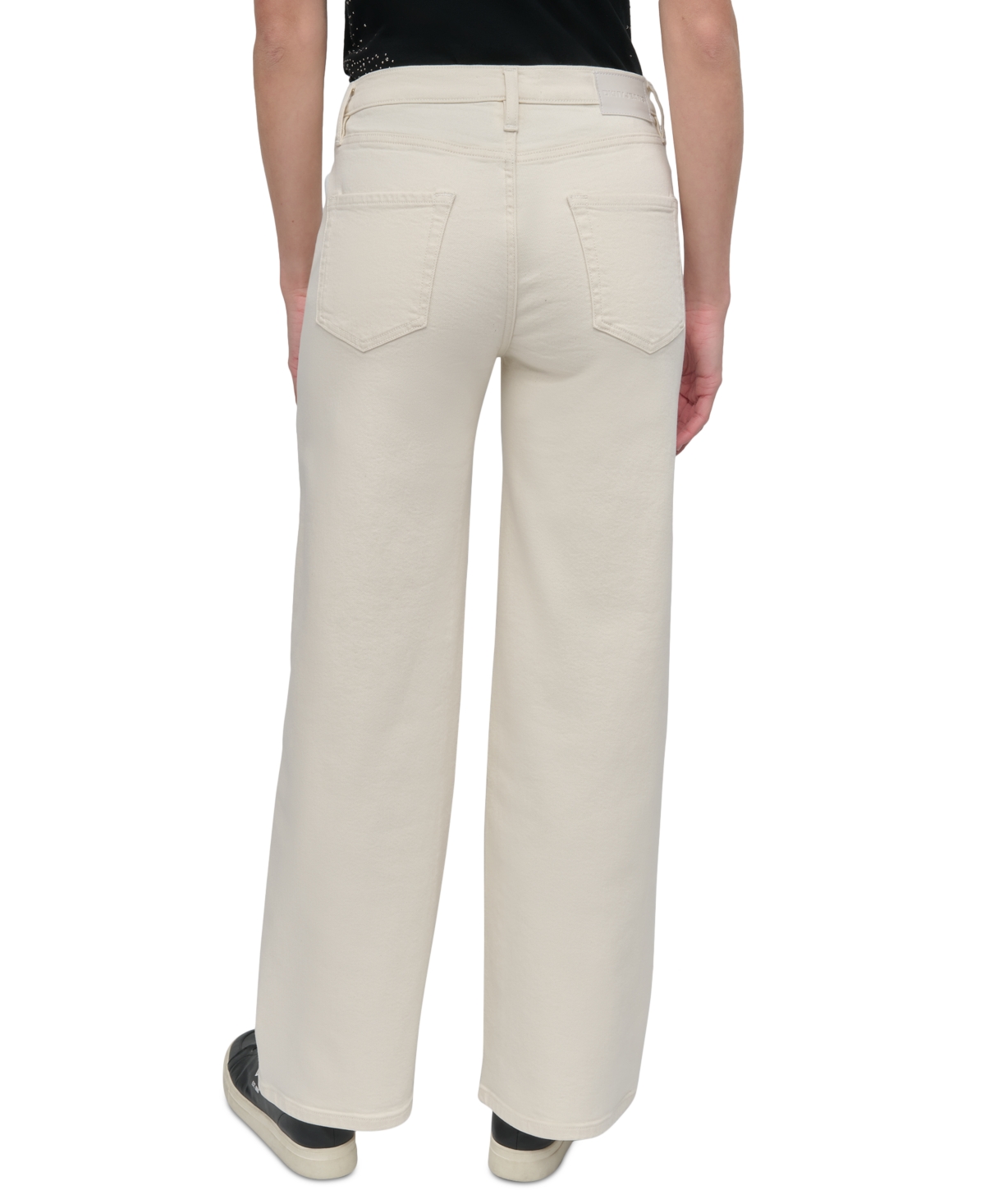 Shop Dkny Jeans Petite Houston High-rise Wide-leg Jeans In Ecru