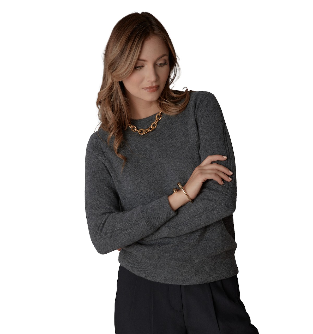 Женские Luxlined Women's Itch-Free Cashmere Crewneck Sweater with Soft Liner — фото 1