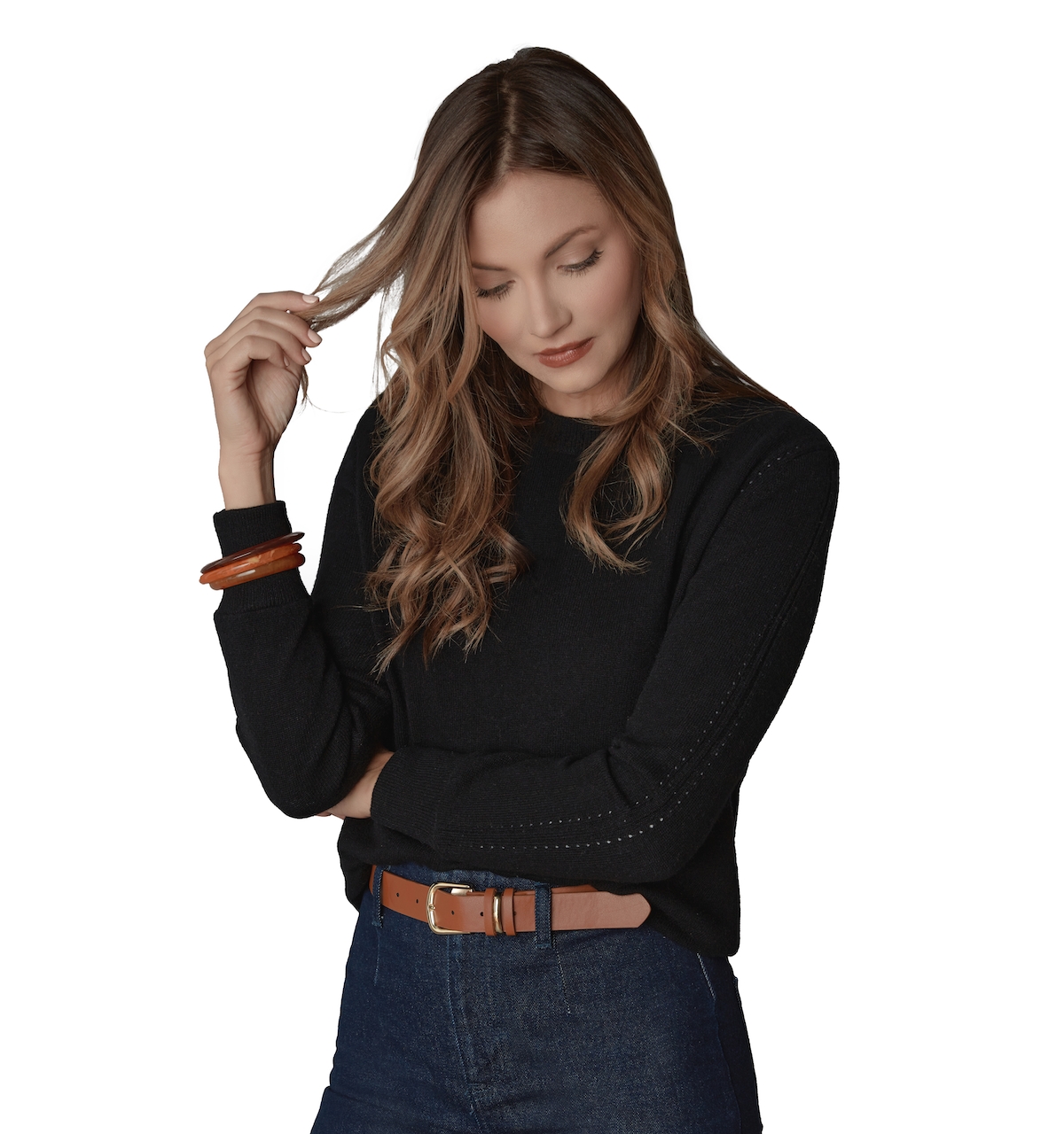 LuxLined Women's Itch-Free Cashmere Crewneck Sweater with Soft Inner Lining