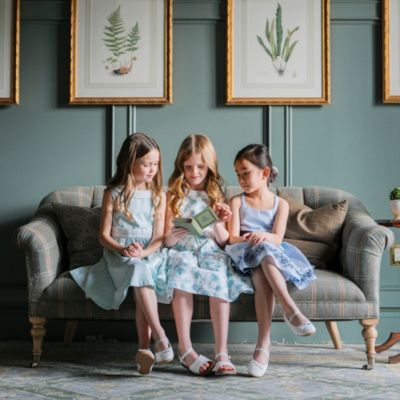 Big Girls Heirloom Round Collar Sateen Party Dress with Embroidered Sash