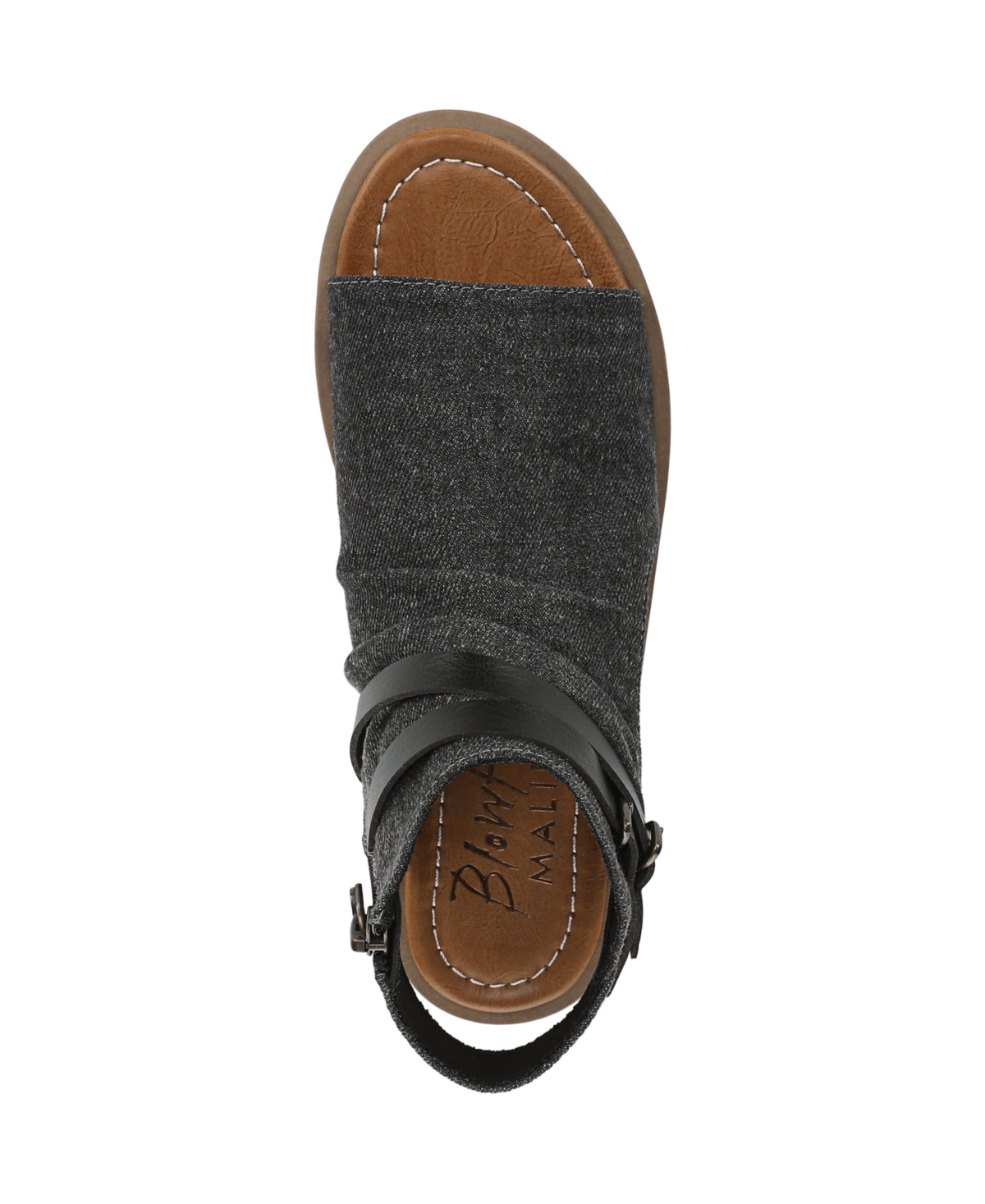 Shop Blowfish Malibu Women's Denver Strappy Low Wedge Sandals In Charcoal Denim Fabric