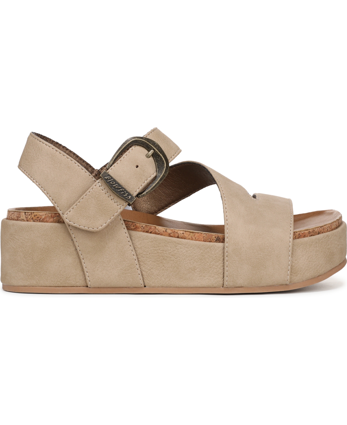 Shop Blowfish Malibu Women's Isabel Strappy Open Round Toe Platform Sandals In Sand Faux Nubuck