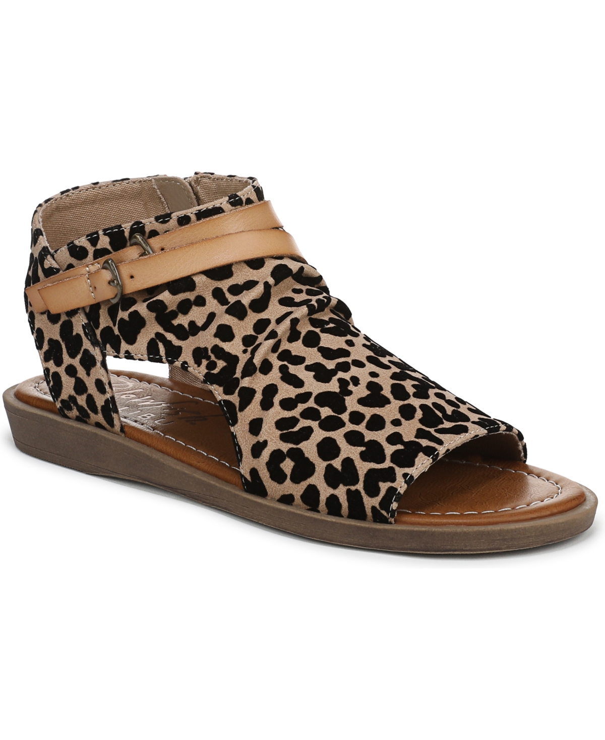 Shop Blowfish Malibu Women's Denver Strappy Low Wedge Sandals In Sand Leopard Faux Leather