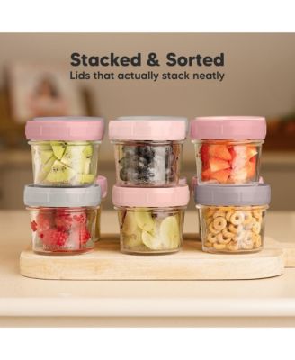 6pk Prep Baby Food Storage Containers, 4 oz Leak-Proof, BPA Free Glass Baby Food Jars for Feeding