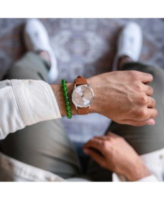 Black Onyx 8mm Bead Bracelet – Polished Steel Large