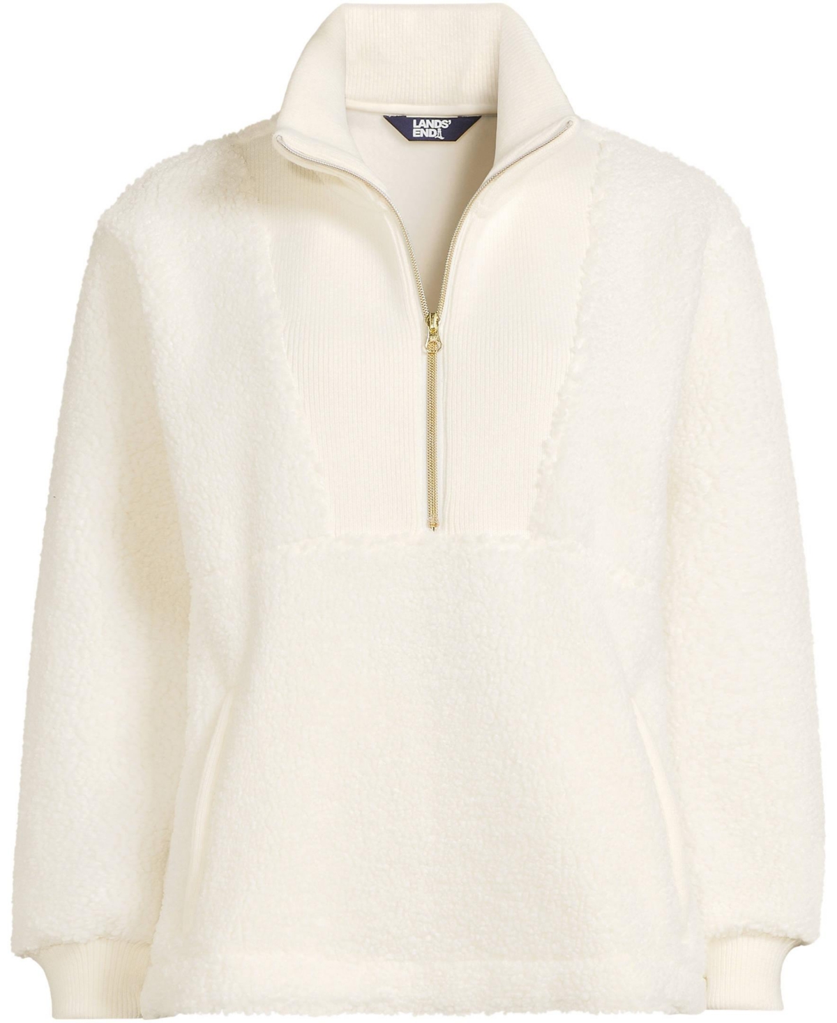 Lands' End Women's Rib Collar High Pile Fleece Pullover