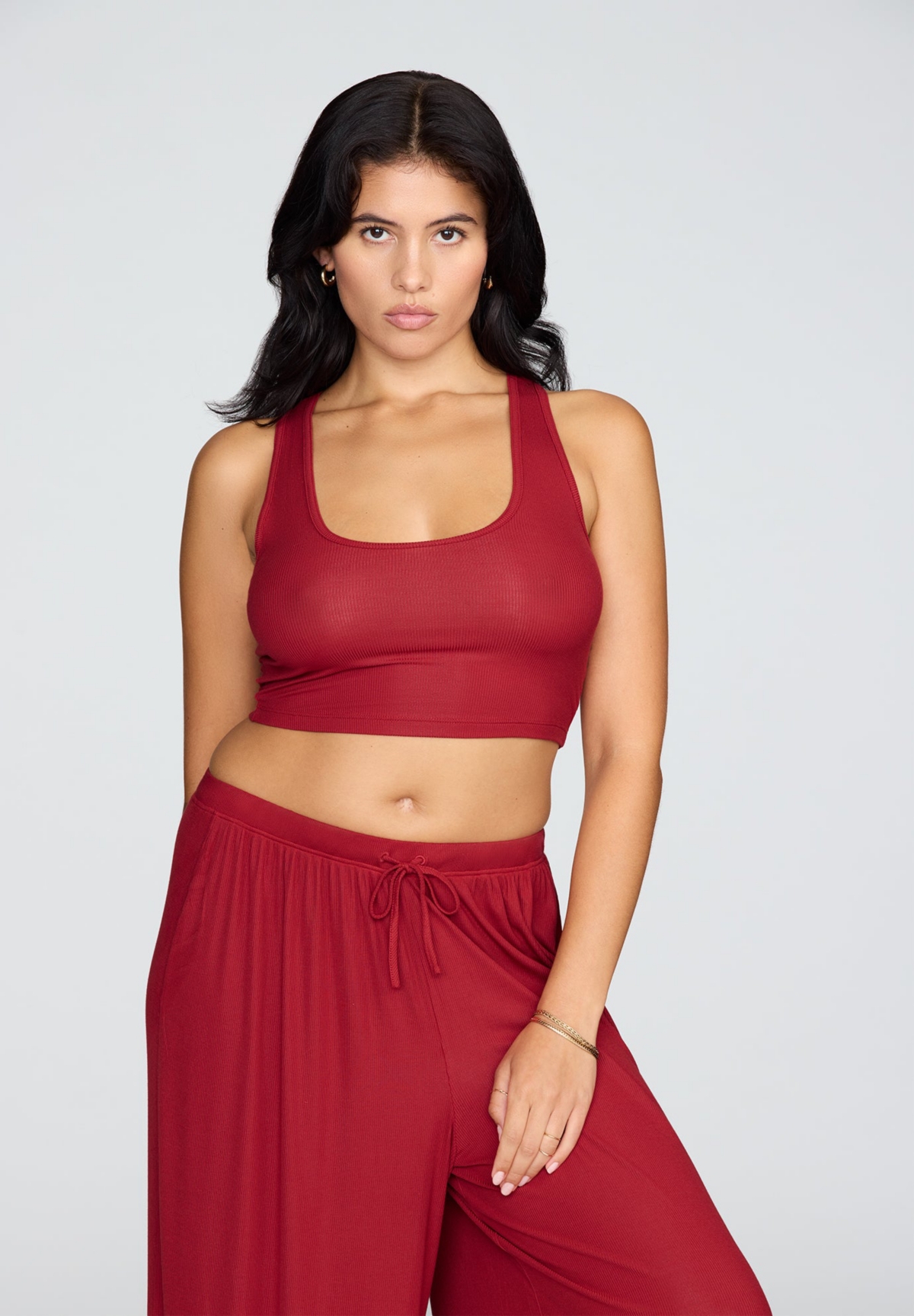 Women's The Scoop Neck Tank - Modal Silk Rib - Scarlet