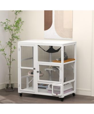 Indoor Cat Enclosure on Wheels, Cat House with Openable Top,