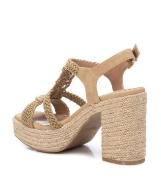 Women's Heeled Jute Platform Sandals By XTI