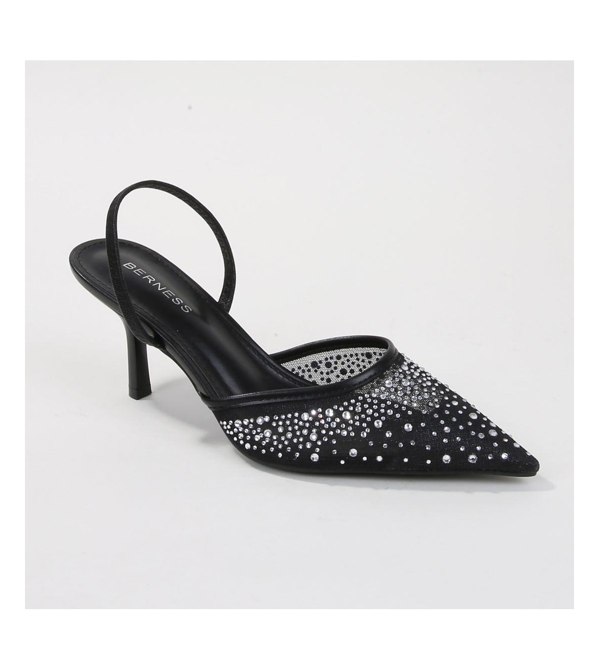 Cara Rhinestone Slingback Heels - Silver