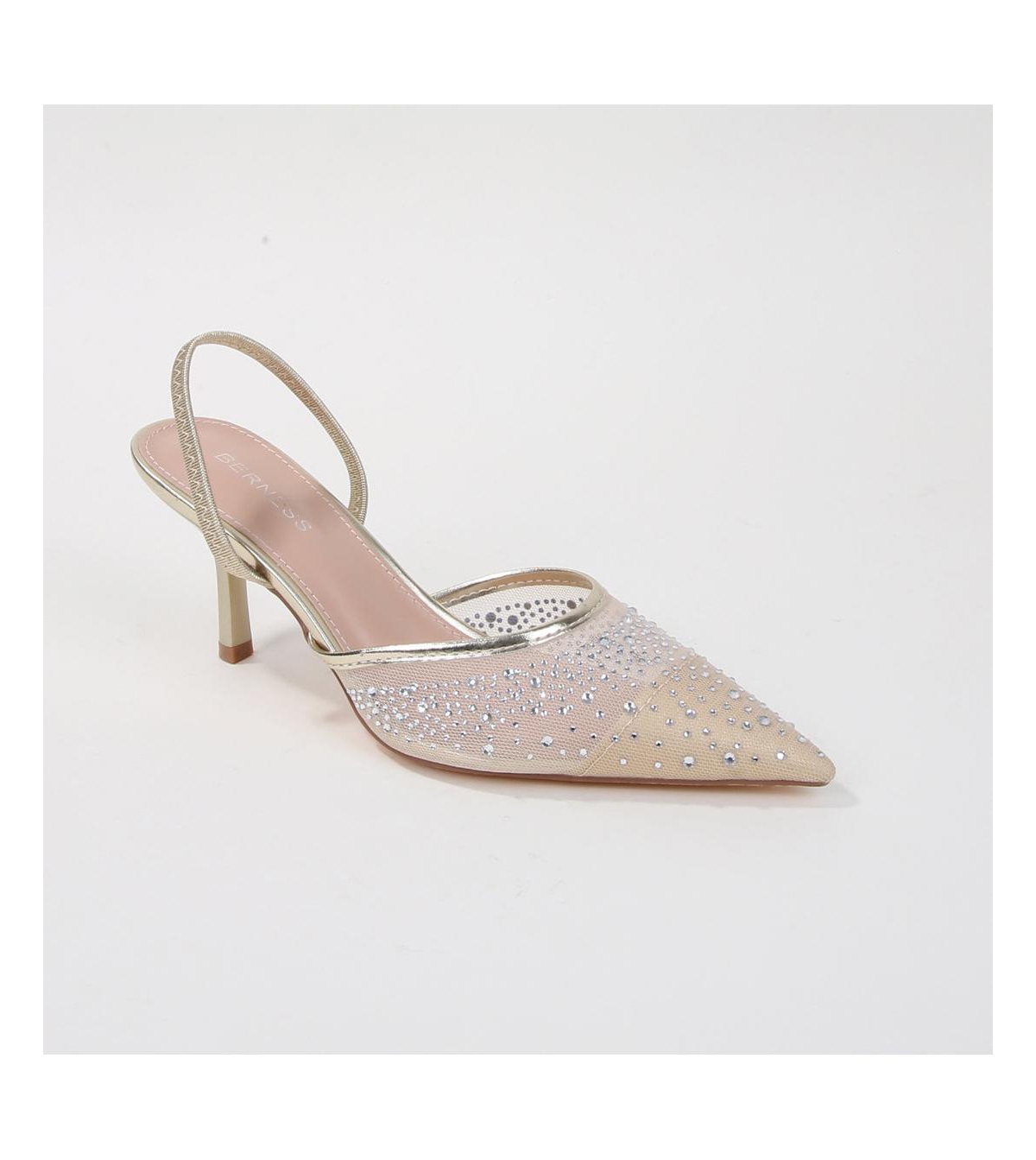 Cara Rhinestone Slingback Heels - Silver